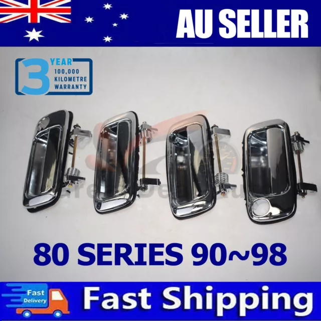 4PCS for Toyota Landcruiser 80 Series 90~98 FRONT+REAR OUTER Door Handle Chrome