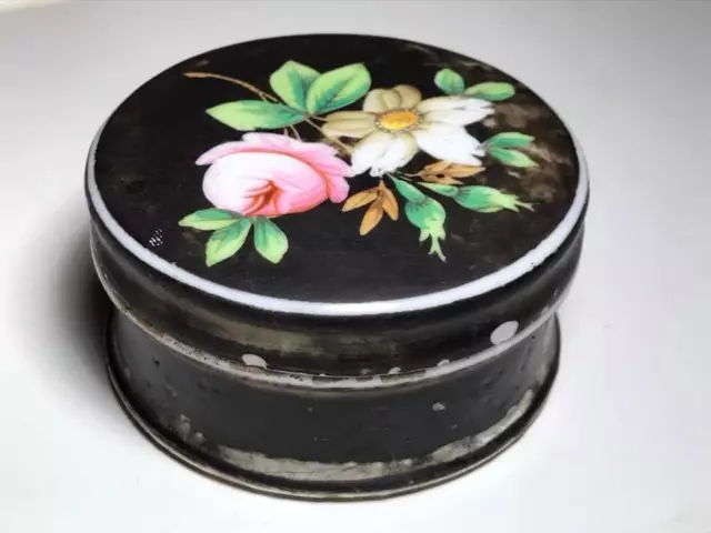 Antique Hand Painted Porcelain Creme Container 2