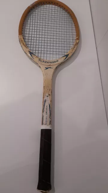 Raqueta tenis madera antigua SLAZENGER Royal Crown signos evidentes de desgaste 3