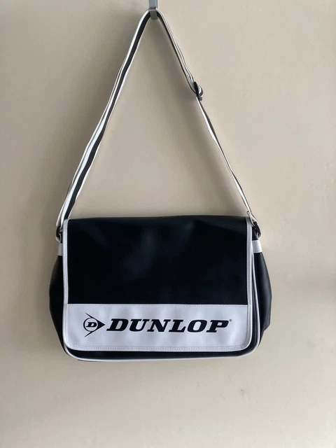 DUNLOP RETRO SPORTS Shoulder Bag Black White 45x30cms NEW