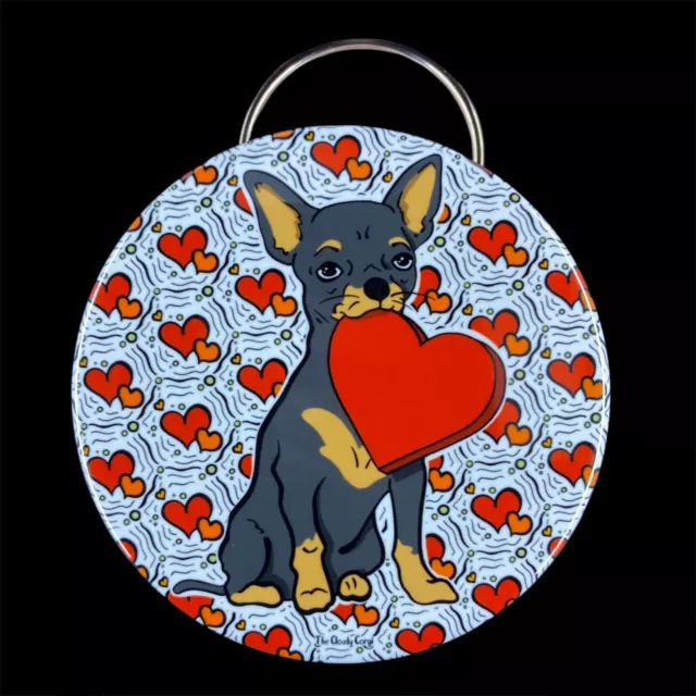 Chihuahua Dog Valentines Day Bottle Opener Key Ring Accessories - Black and Tan 2