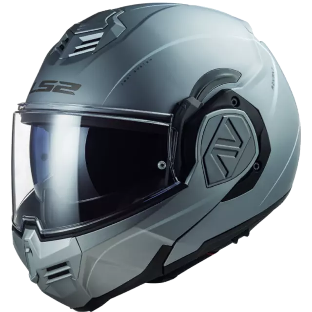 LS2 FF906 Advant Matt Silver Modular Flip up front Motorbike helmet - L