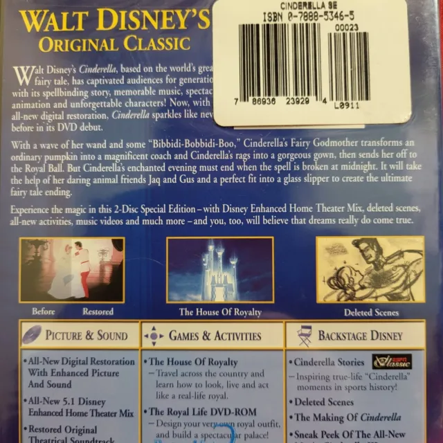 Disneys Cinderella 2 Disc Special Platinum Edition DVD New Sealed 2005 3