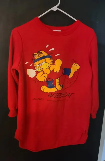 Vintage Garfield 1978 Long Sleeve Shirt Red Aerobicat Unisex Sm/Med