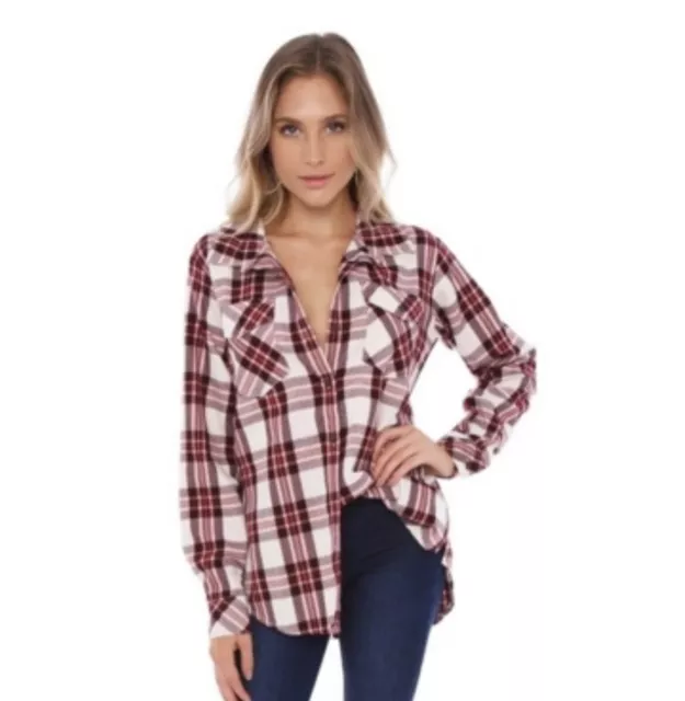 Sanctuary Boyfriend For Life Plaid Button Down Shirt In Renegade-XL