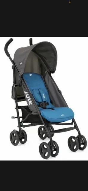 Joie Nitro E Stroller, Blue - Light and Compact Pushchair Buggy With Raincover