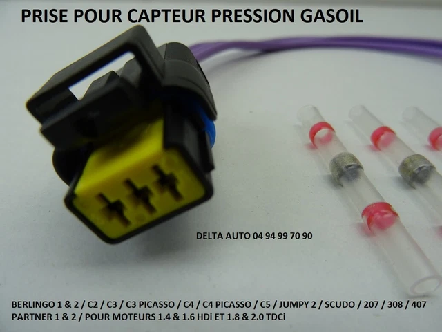 Kit Réparation Fiche Connecteur Capteur Pression Gasoil - Référence FPCFA3B, Marque RMA