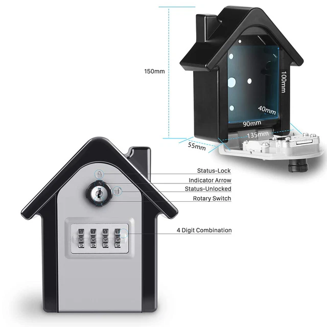Cassaforte Elettronica Mini LARS360 – 12L, Serratura Digitale E Chiave, Montaggio A Parete, Allarme E Vano Batterie Esterno, Per Casa E Ufficio