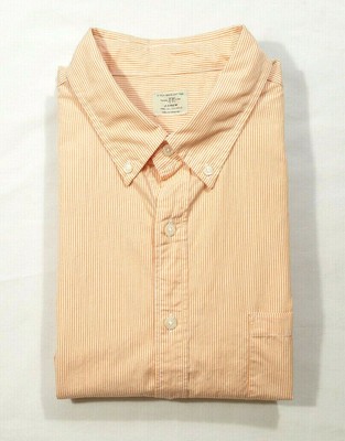 J. Crew Men Size XL 17-17 1/2 Dress Shirt Orange Beige Candy Striped Cotton