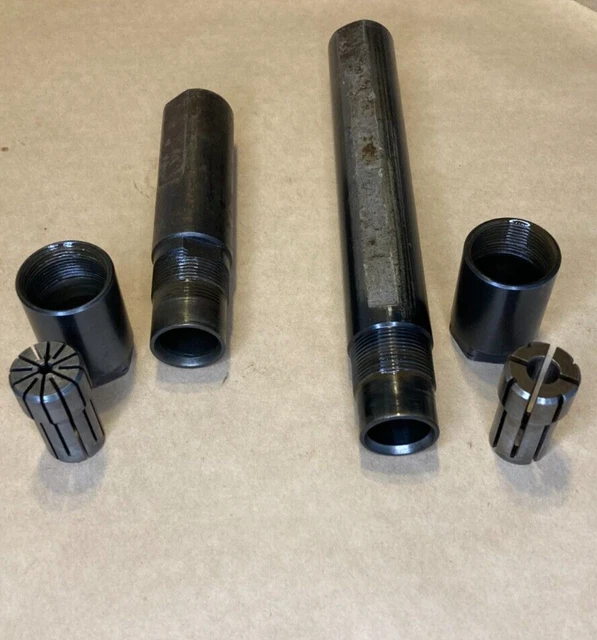 Lot of 2 DA100 Collet Chuck Extension Tool Holder 1" Diameter Shank With Collets