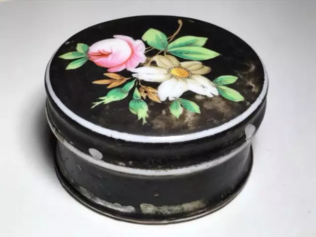 Antique Hand Painted Porcelain Creme Container 3