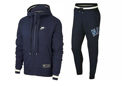 Nike Air Genuine in Pile Tuta Da Ginnastica Sciolto con Cappuccio e Pantaloni Blu Navy Varie Taglie