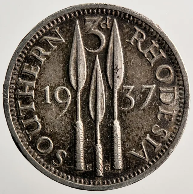 1937 Rhodesien Afrika Threepence Silbermünze | Sammlerqualität | a3621