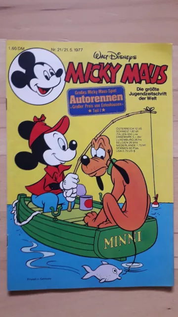 Micky Maus Nr.21 vom 21.5.1977 mit Autorennen, Schnippsammelecke - TOP Z0-1