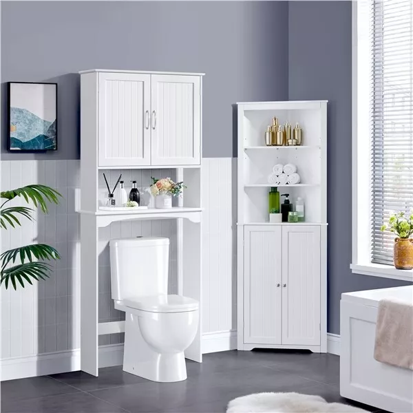 Meuble Colonne dessus WC Étagère Toilettes pour Machine à Laver Salle de Bain 2