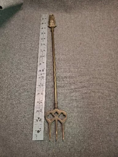 Antique Brass Fireplace Toasting Fork 18" Owl Display Decor