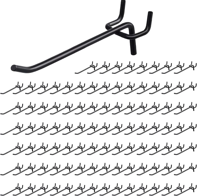 Pegboard Hooks 4 Inch, 100 Pcs Black Stainless Steel Pegboard Display Hooks, Hea