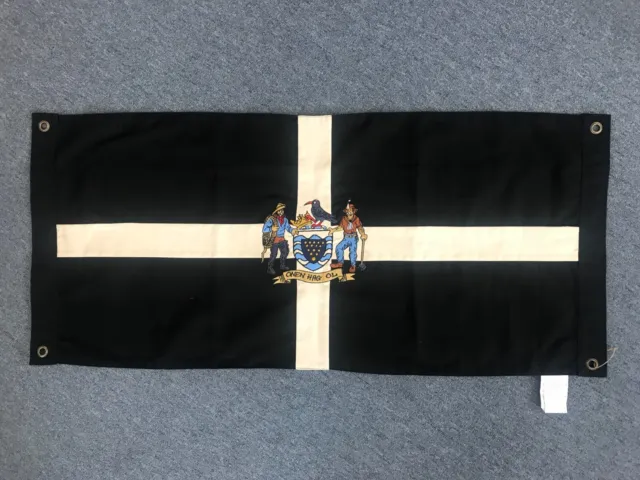 Cornwall St Piran Embroidered Flag with Crest 20'' x 40'' double sided
