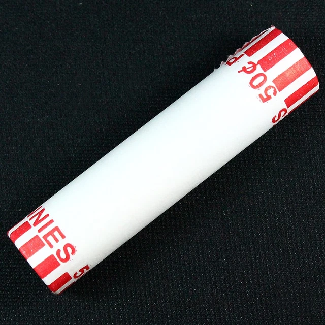 Indian Head Penny Reverse Showing On End Of 50 Coin Wheat Cent Shotgun Roll 3