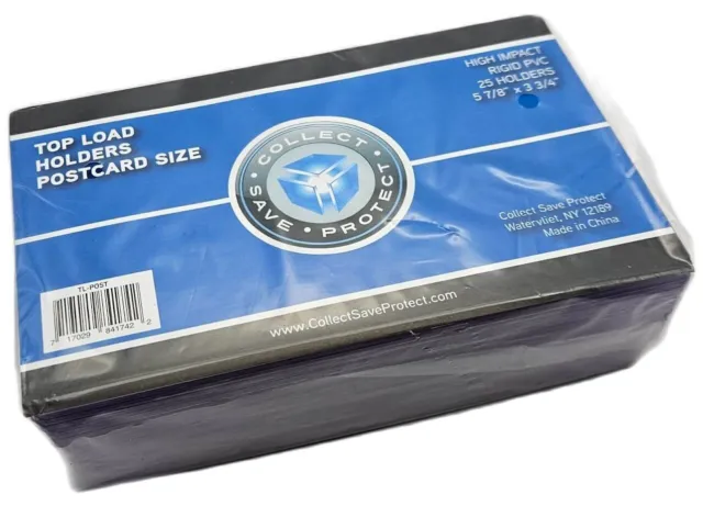 (25-Pack) CSP Postcard Size Toploaders - Rigid Topload Holders Archival Safe