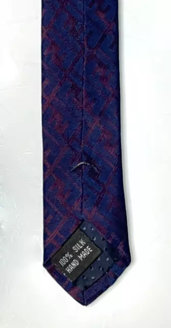 FENDI Tie FF Logo Silk Necktie Blue Red Signature Print Hand Made in Italy 3