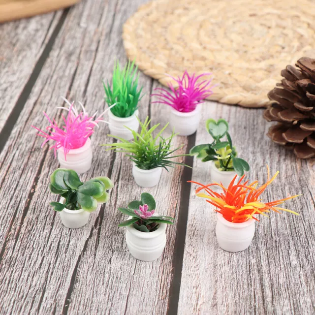 4Pc 1:12 Dollhouse Miniature Green Plant Pot Potted Flower Furniture Home Dec Sn
