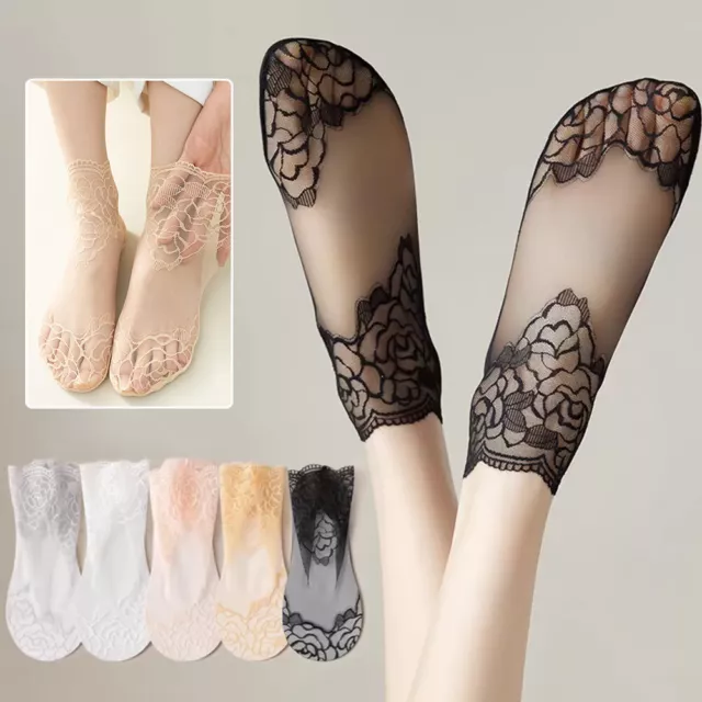 Womens Mesh Lace Sheer Socks Thin Short Ankle Socks Hosiery Summer Breathable