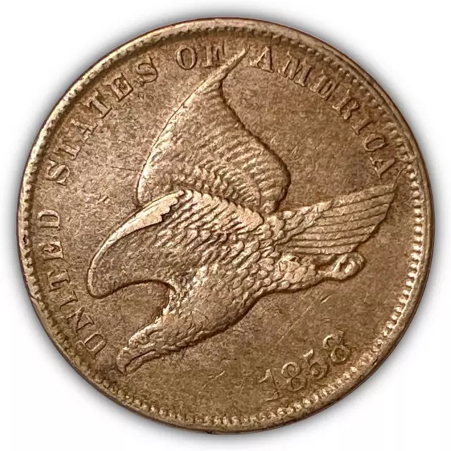 1858 SL Small Letters Flying Eagle Cent Almost Uncirculated AU Coin #6027