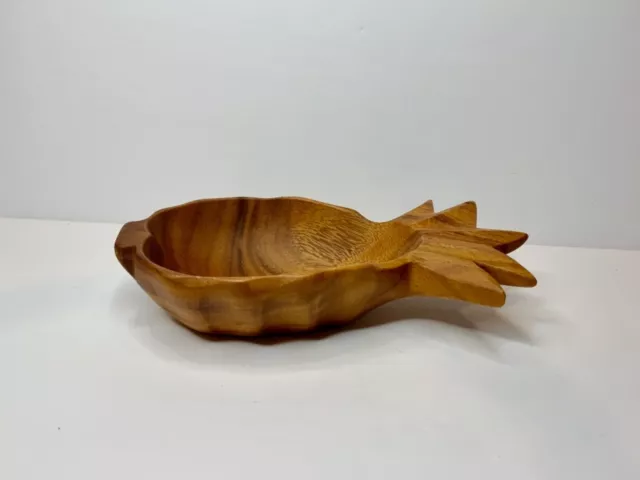 Monkey Pod Wood Pineapple Trinket Condiment Bowl Dish  Made In Philippines  3