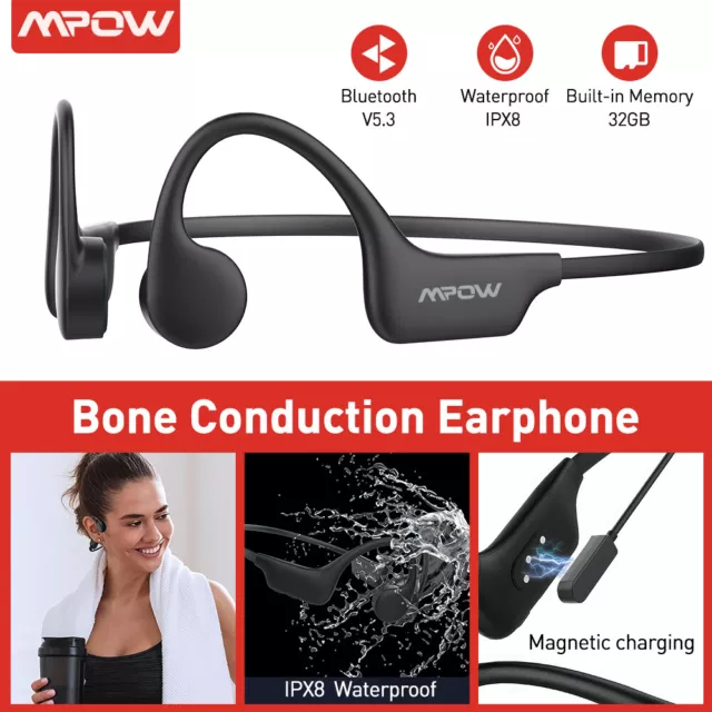 Wireless Bone Conduction Earphones Swimming IPX8 Waterproof 32G MP3 Headphones