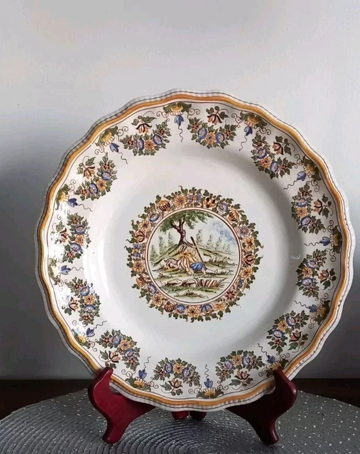 Assiette Ancienne Moustiers | 23,7 Cm | Faïence | État Correct