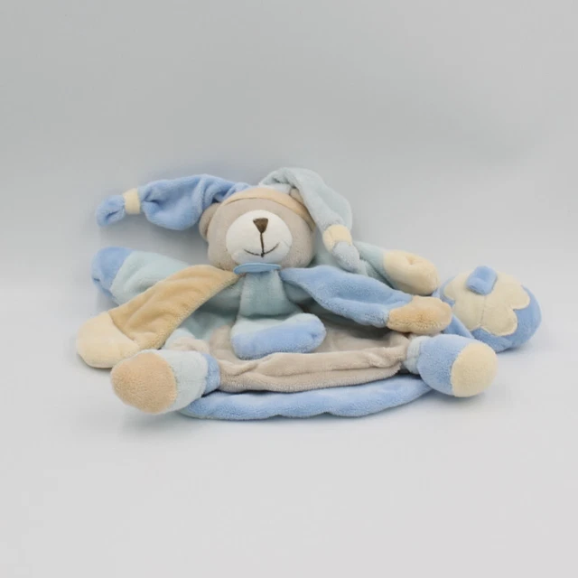 Doudou et compagnie marionnette ours bleu beige gris Collector - 26956