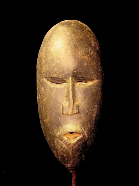 Maschera africana antiquariato arte tribale Volto vintage Legno intagliato...