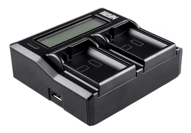 Newell Dual Battery Charger Duo Akku Ladegerät LCD für Panasonic DMW-BLF19E Akku 3