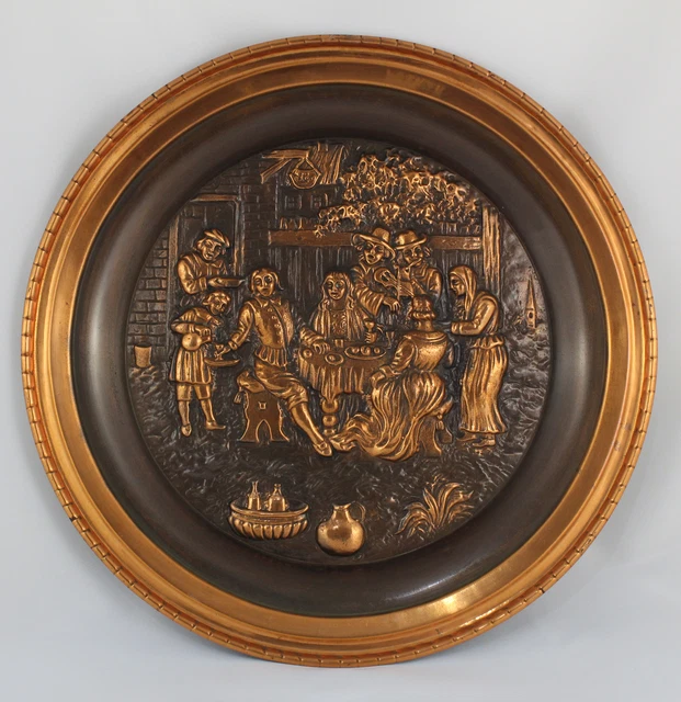 Antiguos 2 PLATOS COBRE repujado a mano Estilo Colonial  38cm Ø   PAISES BAJOS 2