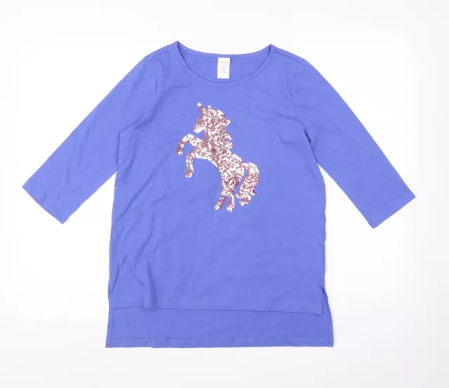 T-Shirt Gymboree Mädchen blau Baumwolle Pullover Größe 10 Jahre Rundhalsausschnitt - Einhorn