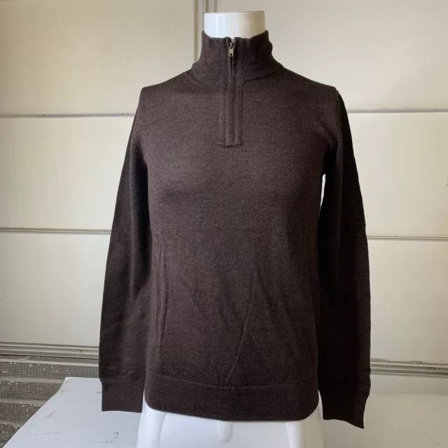 BANANA REPUBLIC Merino Wool Half Zip Sweater Men's Size Small Brown