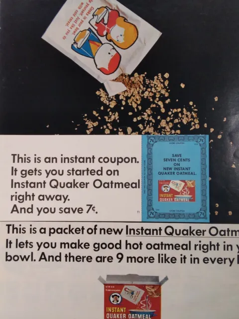 Quaker Oatmeal Print Ad Original Vtg 1966 Coupon Hit Albums Capital Records