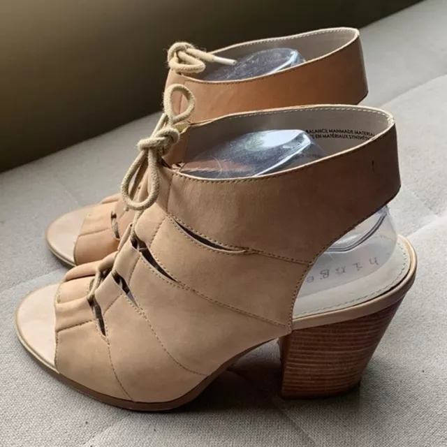 Hinge Drea Women's Peep Toe Suede Leather Lace Up Sandals 3