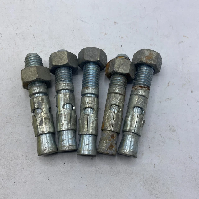 Ramset Concrete Wedge Anchors 4" x 0.59 Hot Galvanized With Hex Nuts LOT OF 5