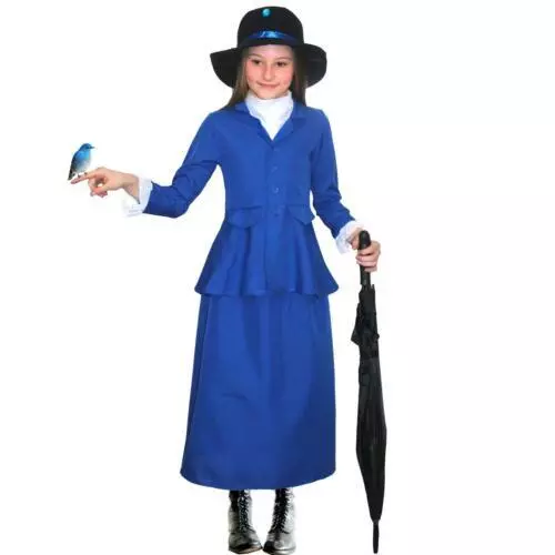 Kids Victorian Nanny Costume Mary World Book Day Week Fancy Dress poppins Girls