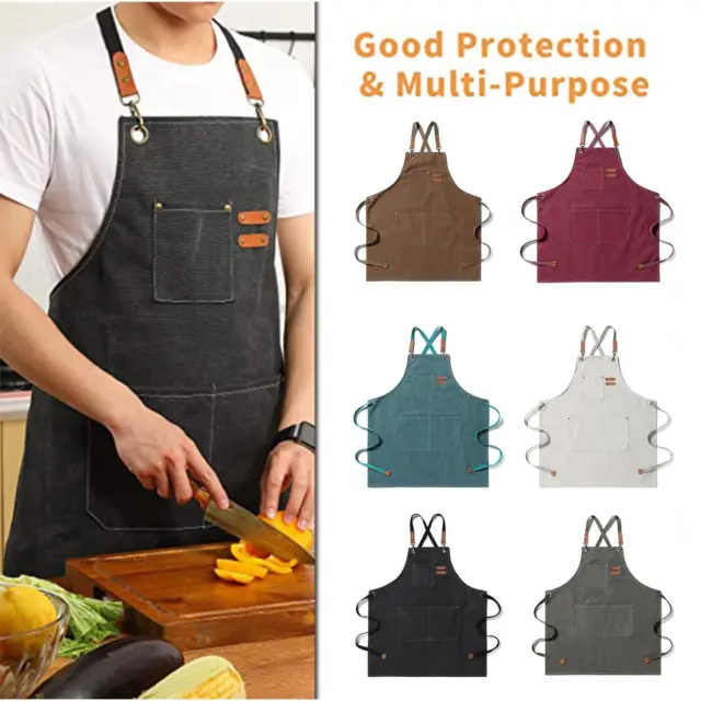 Canvas Tool Work Shop Apron Heavy Duty Woodworking Chef US With Pockets