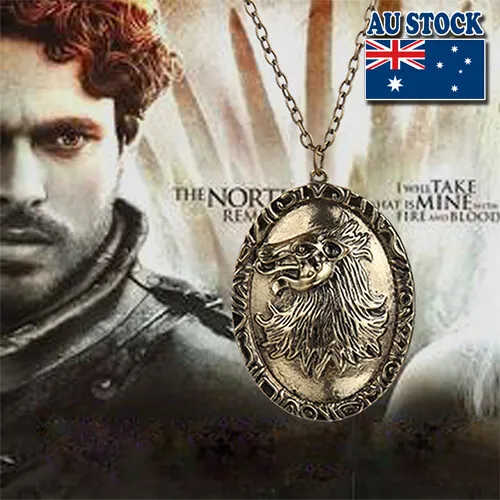 Song of Ice And Fire A Game of Thrones Lannister Stark Wolf Bronze Necklace