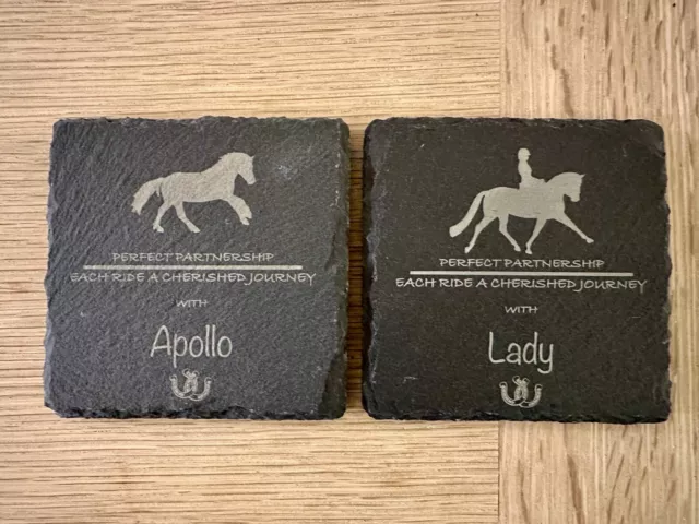 Personalised Slate Coasters - Ideal Gift for Equestrian, Christmas, Engraved