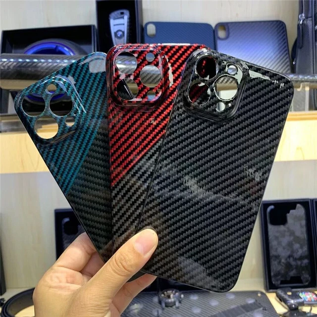 Genuine Carbon Fiber Case for iPhone 14 Pro Mini 13 12 Glossy Camera Lens Cover