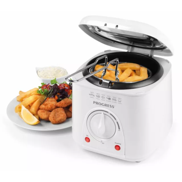 Progress Deep Fat Fryer 1L Electric Chip Pan Non-Stick Removable Cooking Basket