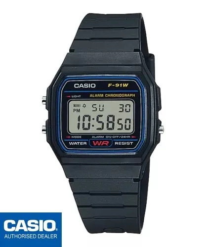 CASIO F-91W-1YER⎪F-91W-1⎪F-91W-1YEG⎪Original⎪CASIO Collection Vintage⎪NEGRO