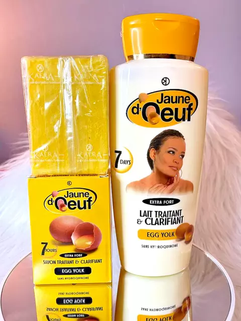 Duo Jaune D'oeuf Lait Clarifiant Traitant + Barre De Savon Anti Imperfection