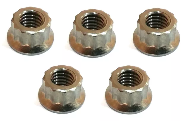 5 Pack Titanium 12 Point Nut 3/8-16 Threads Per Inch Unc Grade 5 6Al-4V