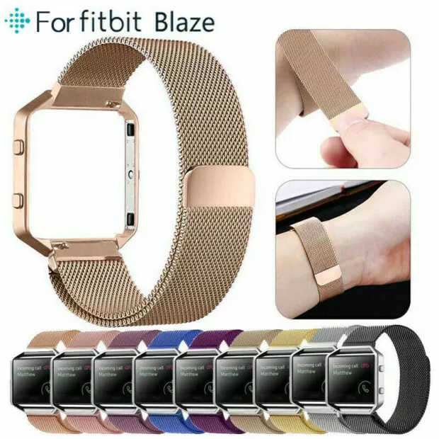 For Fitbit Blaze Watch Stainless Steel Loop Strap Wrist Band + Frame Replacement